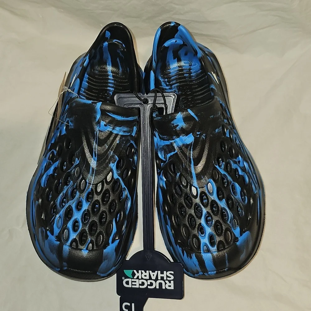 Rugged Shark Kids Size 13 Blue-Black Slip On Floatable Water Sneakers New